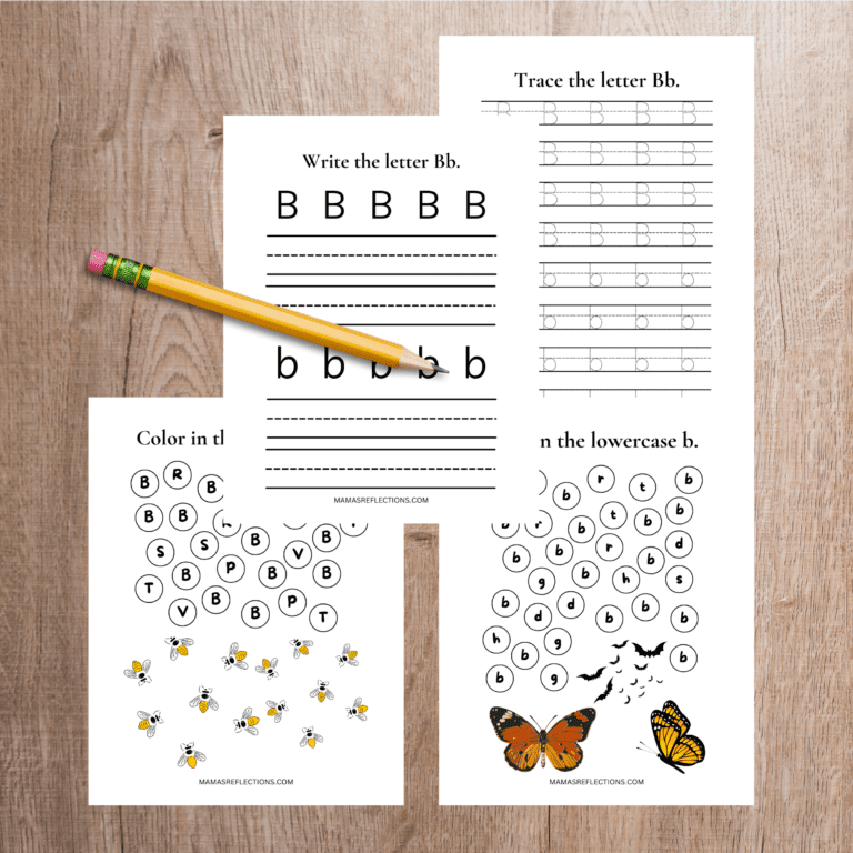 The Letter B tracing worksheet - Set of 4