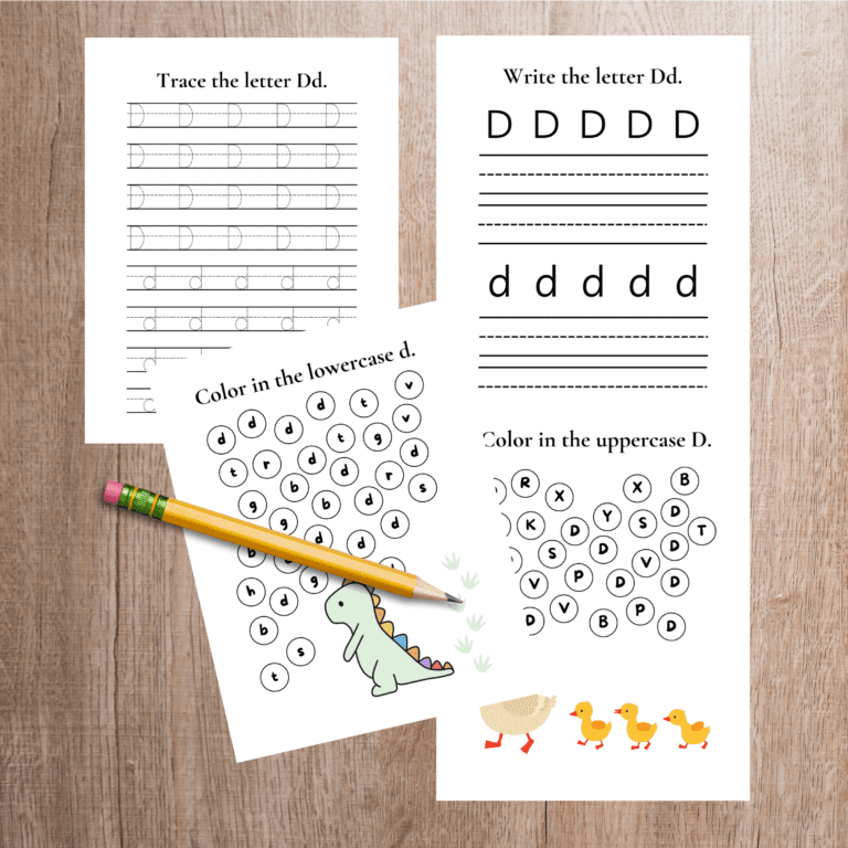 The Letter D tracing worksheet