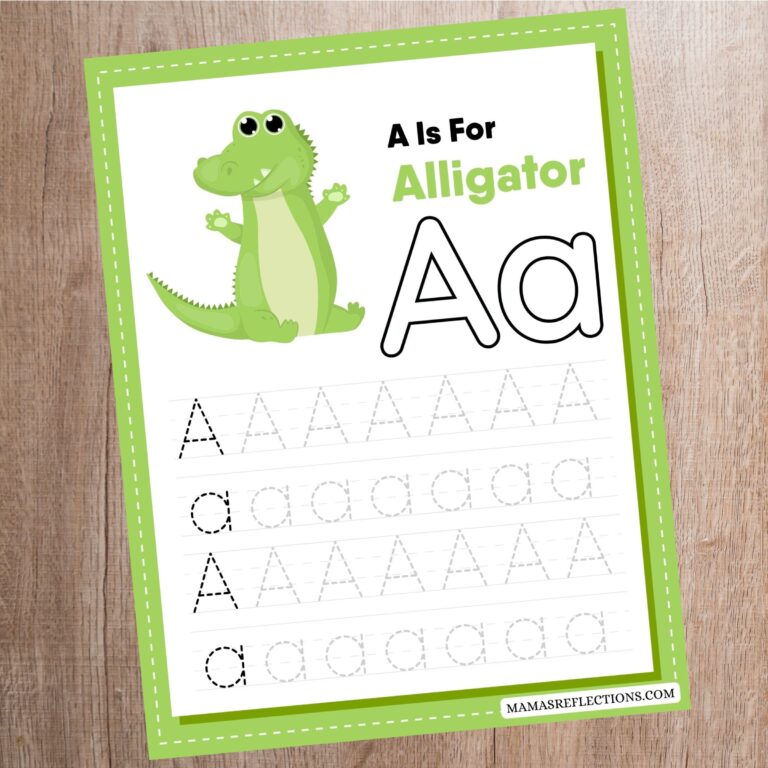 Alligator letter A tracing worksheet