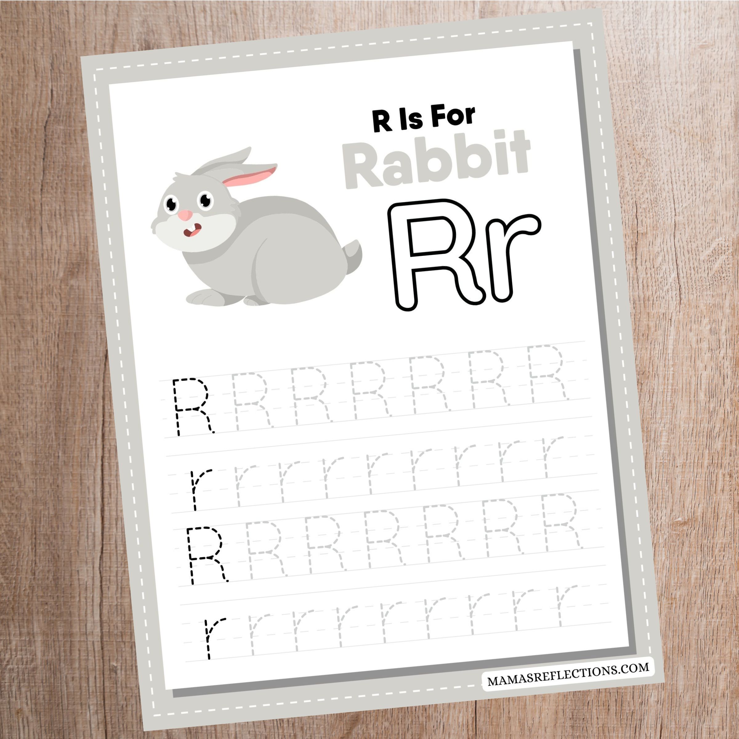 Rabbit Letter R Tracing Worksheet Free Printable