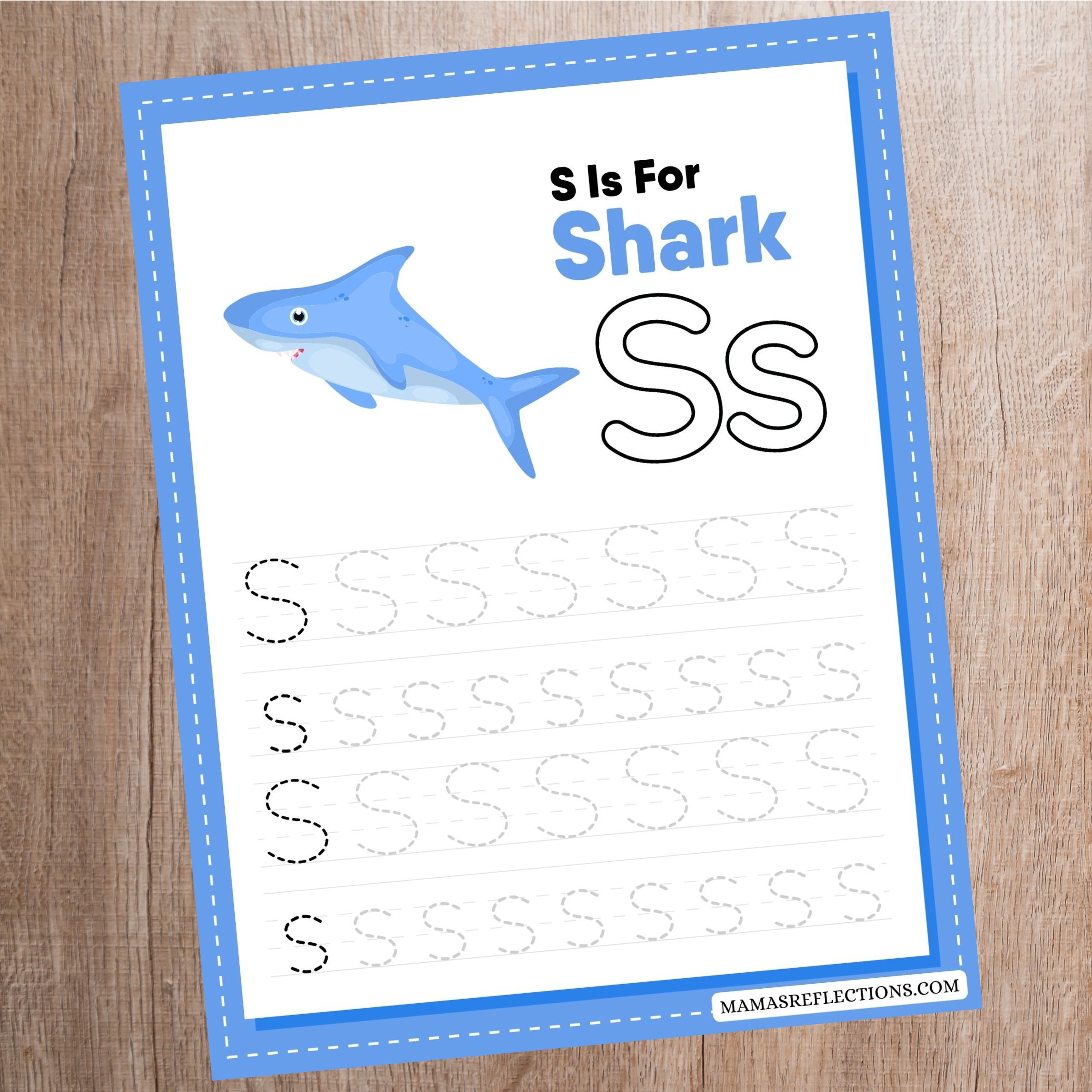 Shark Letter S Tracing Worksheet Free Printable