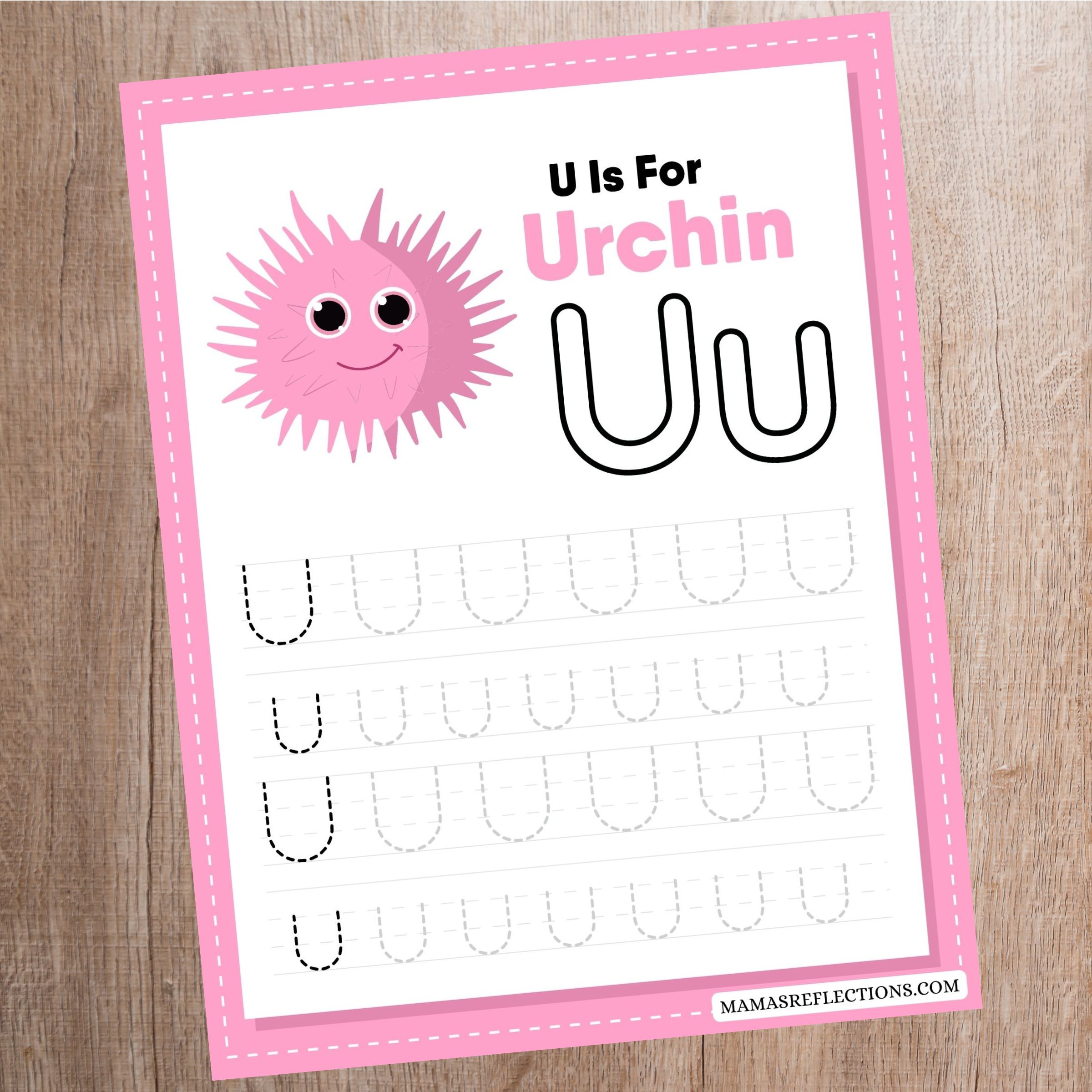 Urchin Letter U Tracing Worksheet Free Printable