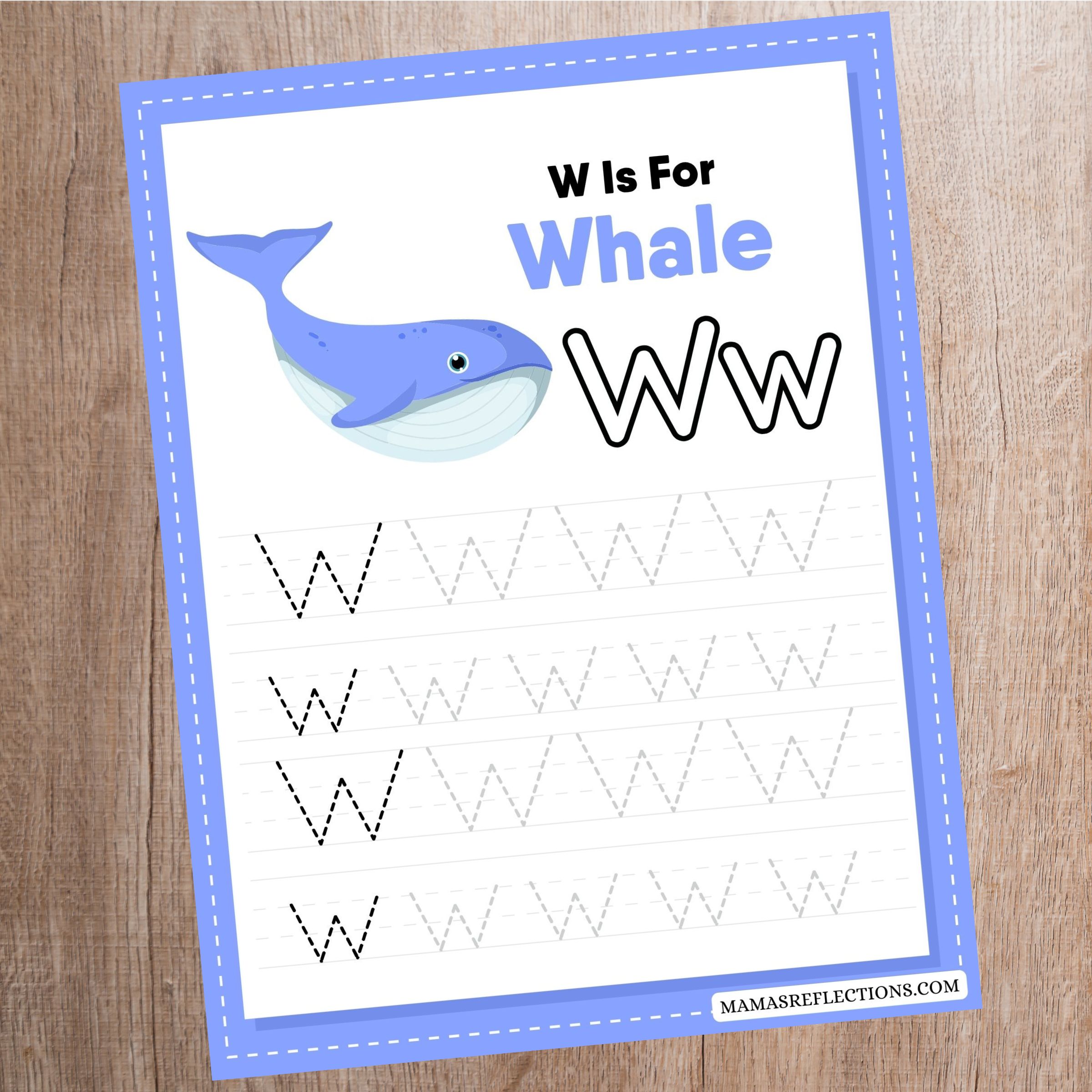 Whale Letter W Tracing Worksheet Free Printable