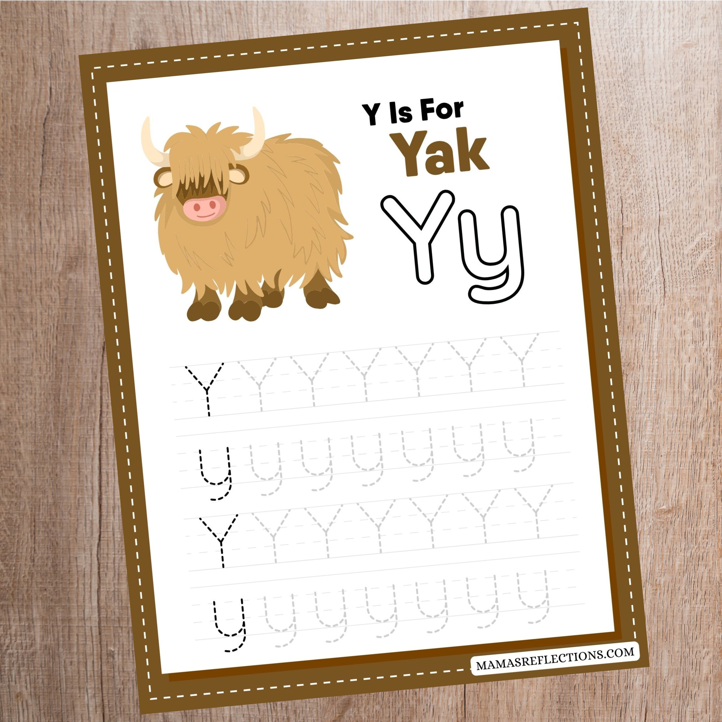 Yak Letter Y Tracing Worksheet Free Printable