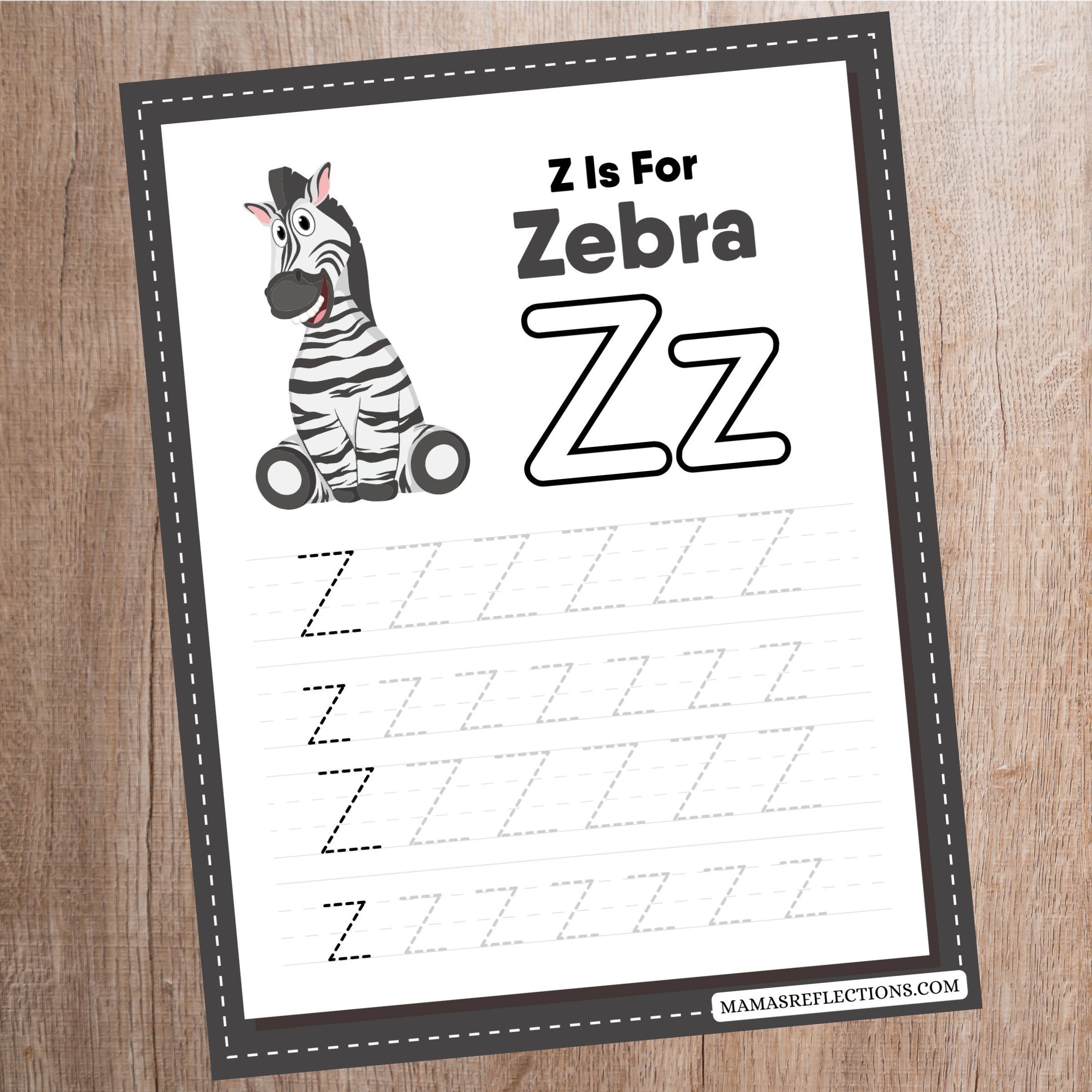 Zebra Letter Z Tracing Worksheet Free Printable