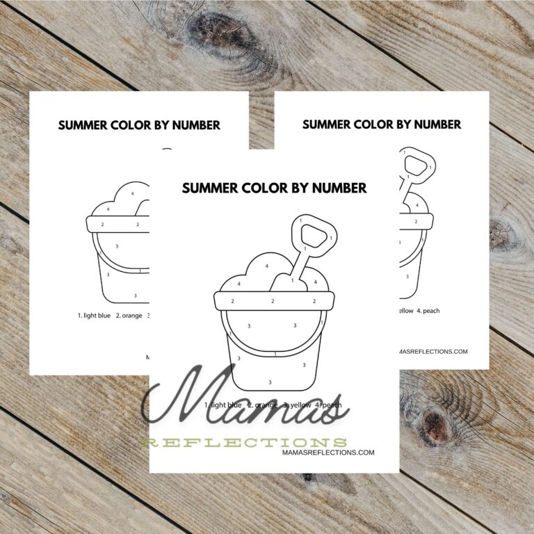 Beach Bucket Summer Color By Number Printable