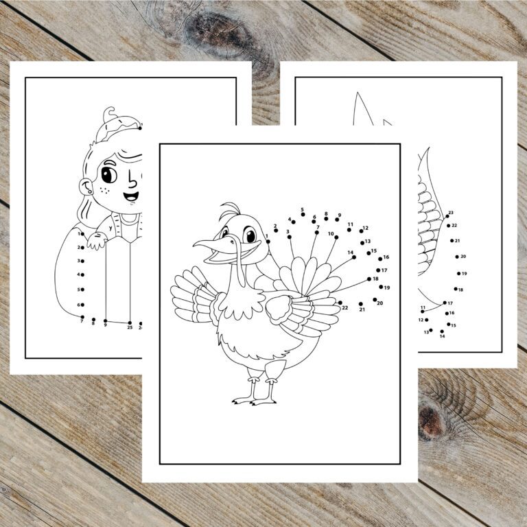 Thanksgiving dot to dot kids printables