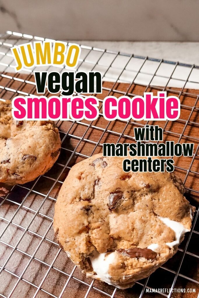 thick levain style vegan smores cookies bakery style