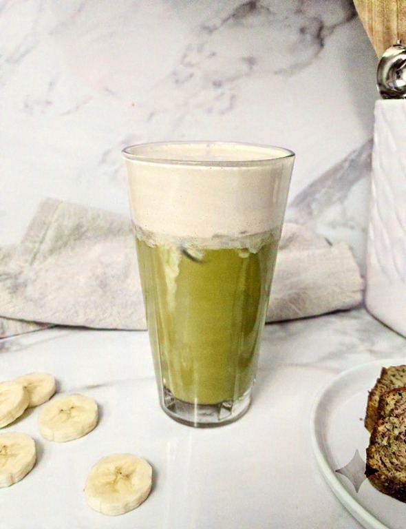 Iced Banana Bread Matcha Latte (non dairy)