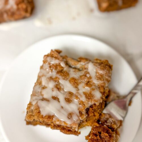 Vegan Pumpkin Coffee Cake with Maple Glaze