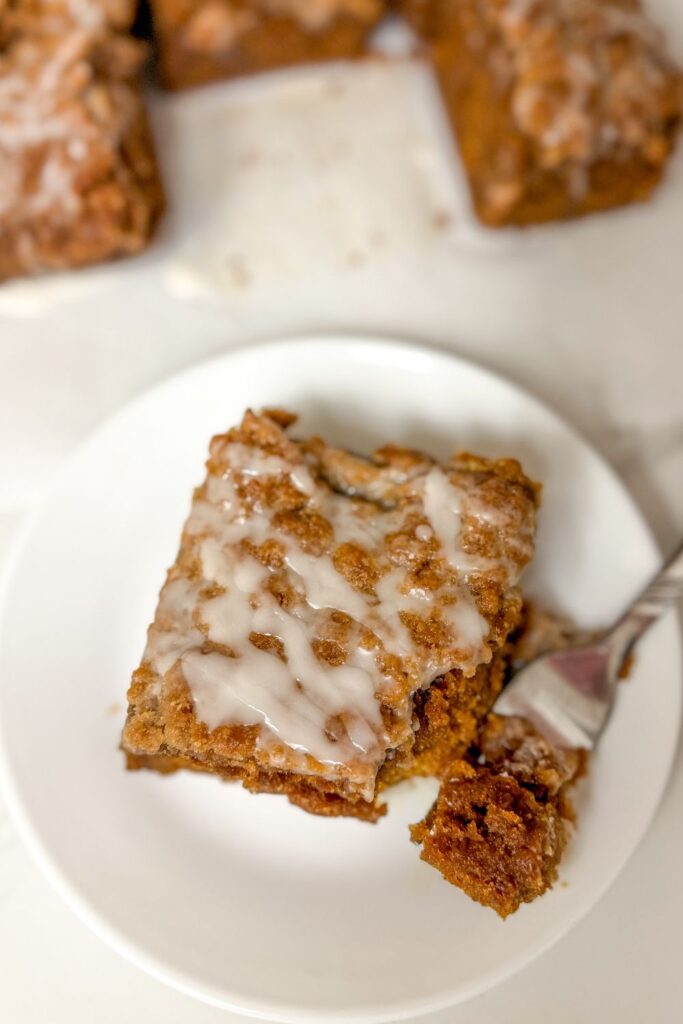 Vegan Pumpkin Coffee Cake with Maple Glaze
