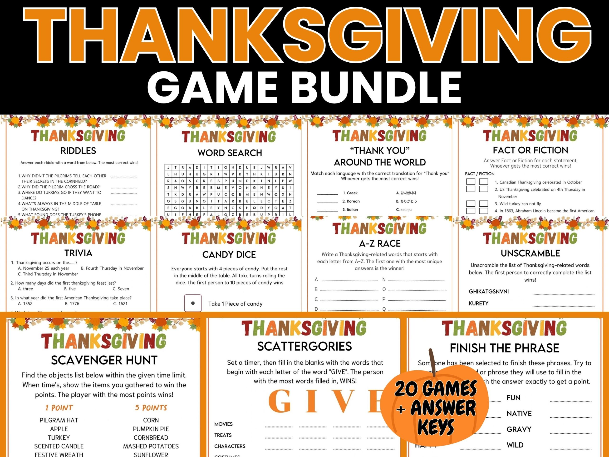 thanksgiving game bundle